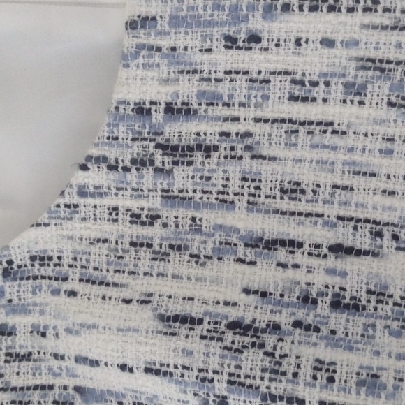 J. Peterman White & Blue Tweed Cap Sleeve Shift Dress Size 4 - Picture 5 of 9